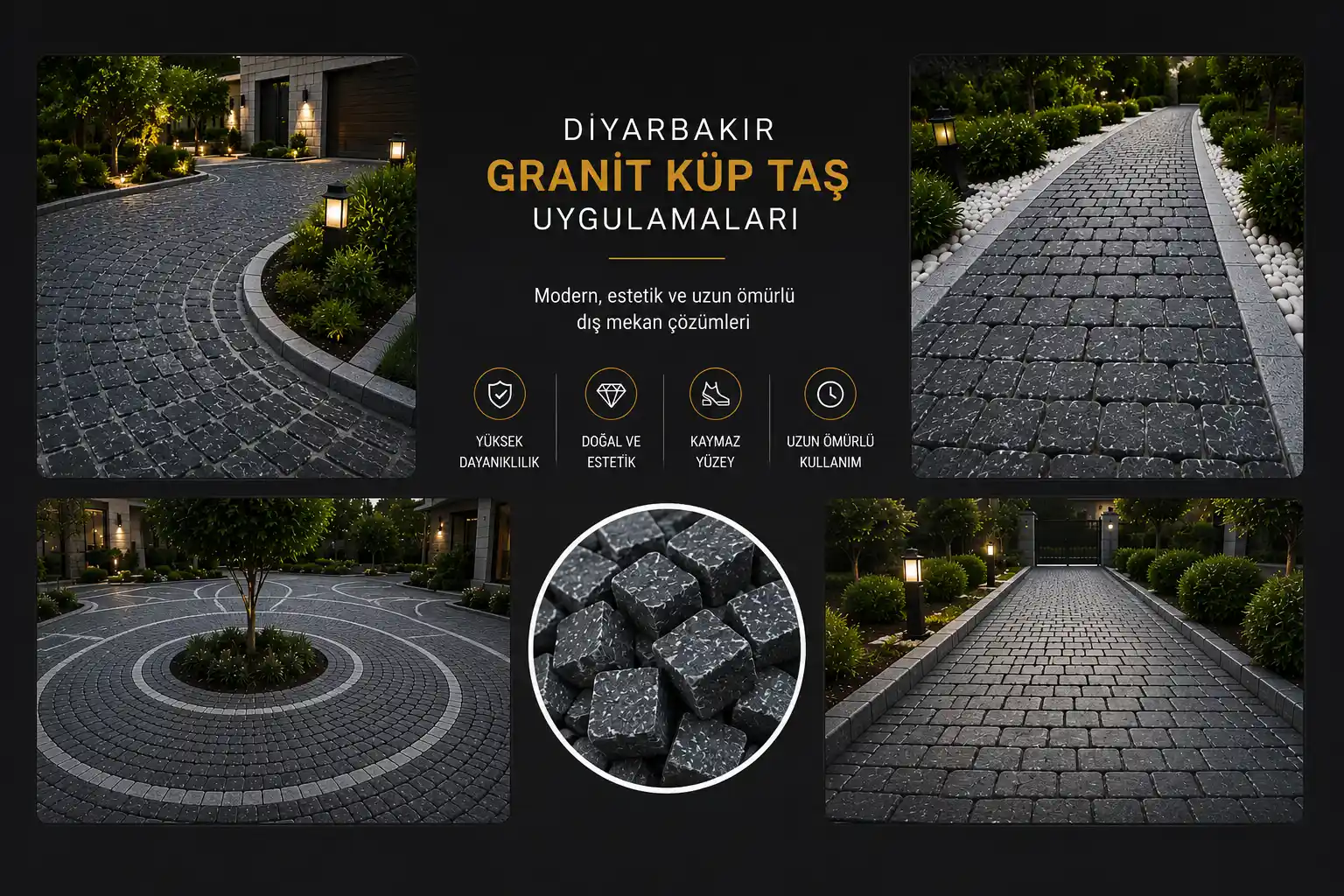 Diyarbakır Granit Küp Taş Uygulamaları ile Modern Dış Mekan Tasarımları