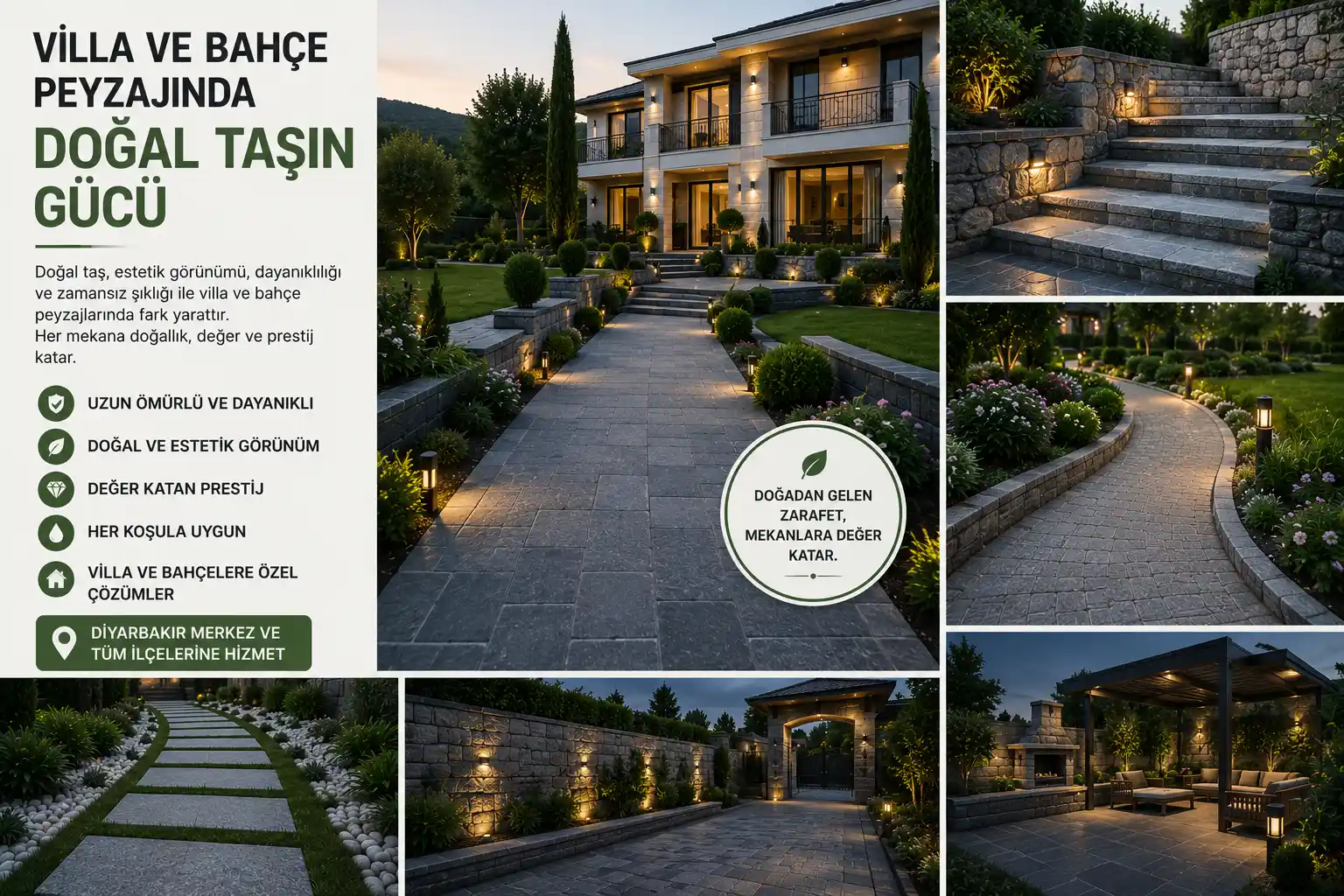 Villa ve Bahçe Peyzajında Doğal Taşın Gücü